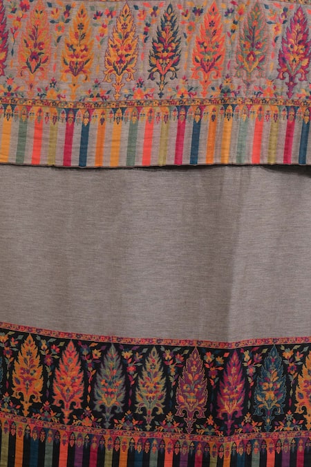 Shop_Dusala_Black Handwoven Cashmere Reversible Palla Zari Fine Wool Stole_Online_at_Aza_Fashions