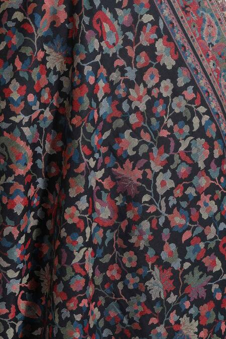 Buy_Dusala_Black Handwoven Kani Design Cashmere Fine Wool Stole_Online_at_Aza_Fashions