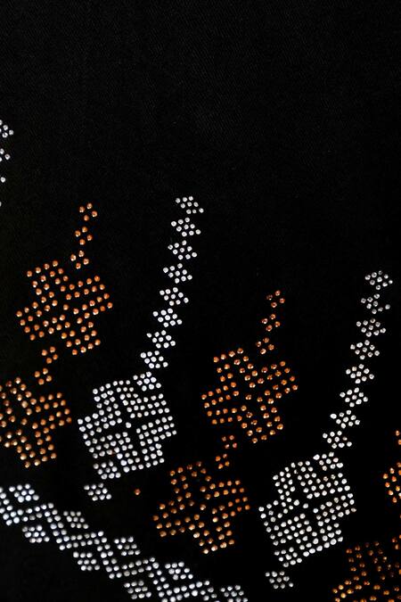 Shop_Dusala_Black Handwoven Stone Work Stole_Online_at_Aza_Fashions