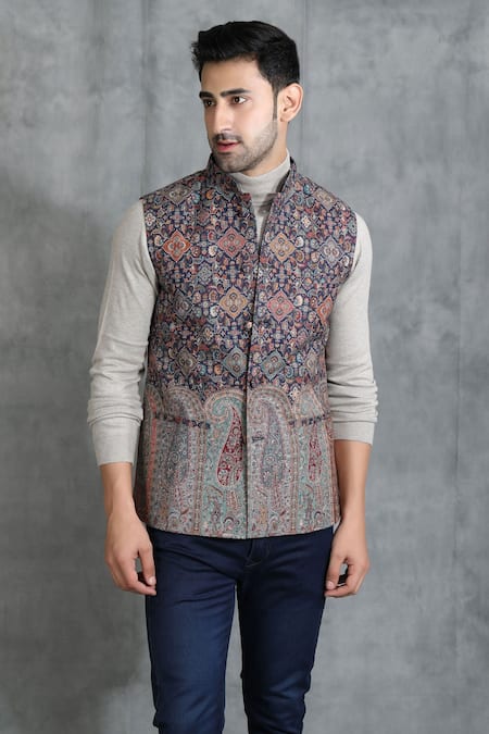 Buy Dusala Beige Pashmina Thread Hand Woven Bundi Online at Aza Fashions Buy_Dusala_Beige Pashmina Thread Hand Woven Bundi _Online_at_Aza_Fashions