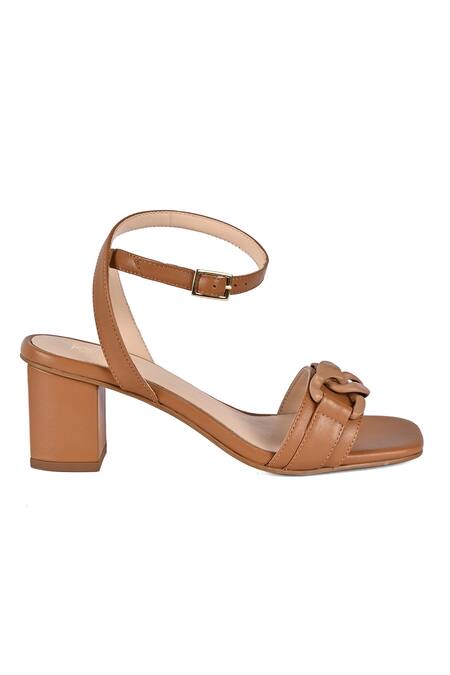 Vanilla Moon_Brown Daniela Linked Strap Leather Heels_Online_at_Aza_Fashions