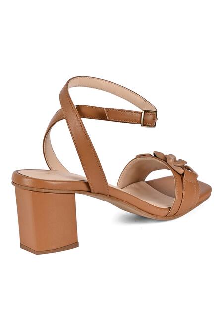Buy_Vanilla Moon_Brown Daniela Linked Strap Leather Heels_Online_at_Aza_Fashions