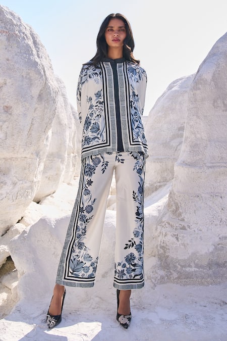 Buy Dash And Dot Ivory Polyester Embroidery Bandeau Neck Floral Pattern Boxy Shirt And Pant Set Online at Aza Fashions Buy_Dash And Dot_Ivory Polyester Embroidery Bandeau Neck Floral Pattern Boxy Shirt And Pant Set _Online_at_Aza_Fashions