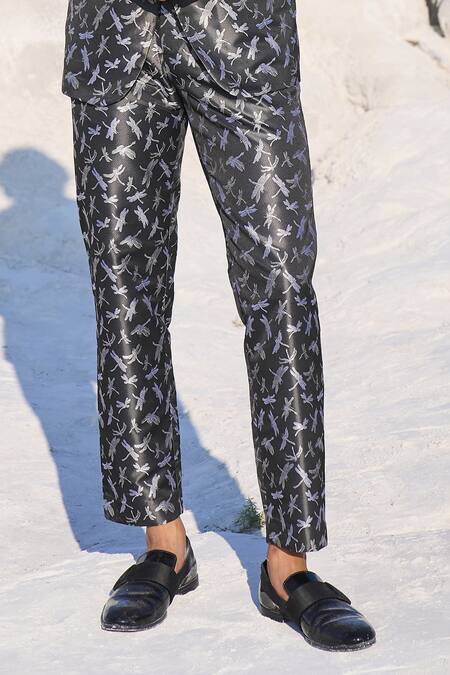 Dash And Dot Grey Polyester Embroidery Dragonfly Pattern Suit Set Online at Aza Fashions Dash And Dot_Grey Polyester Embroidery Dragonfly Pattern Suit Set_Online_at_Aza_Fashions