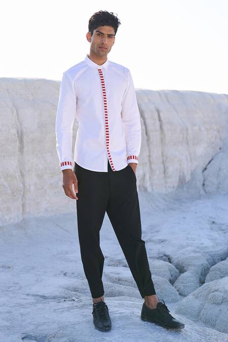 Buy Dash And Dot White Cotton Embroidery Candy Stripe Shirt Online at Aza Fashions Buy_Dash And Dot_White Cotton Embroidery Candy Stripe Shirt_Online_at_Aza_Fashions