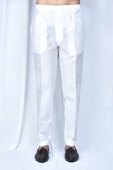 Arihant Rai Sinha_Peach Silk Kite Hem Kurta And Pant Set _at_Aza_Fashions