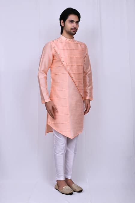 Shop_Arihant Rai Sinha_Peach Silk Kite Hem Kurta And Pant Set 