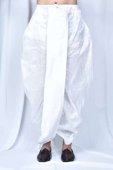 Arihant Rai Sinha_Yellow Cotton, Silk Embroidery Printed Kurta And Dhoti Pant Set _at_Aza_Fashions