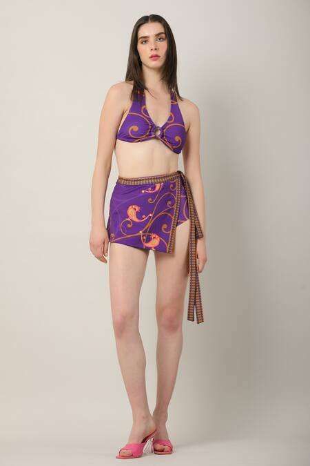 Buy Limerick By Abirr N' Nanki Multi Color Polyester, Spandex Halter Neck Zorion Bikini Set With Skirt Online at Aza Fashions Buy_Limerick By Abirr N' Nanki_Multi Color Polyester, Spandex Halter Neck Zorion Bikini Set With Skirt _Online_at_Aza_Fashions