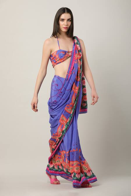 Shop Limerick By Abirr N' Nanki Multi Color Crepe Printed Paisley Dion Placement Saree Online at Aza Fashions Shop_Limerick By Abirr N' Nanki_Multi Color Crepe Printed Paisley Dion Placement Saree _Online_at_Aza_Fashions