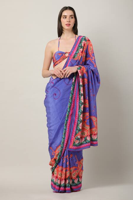 Buy Limerick By Abirr N' Nanki Multi Color Crepe Printed Paisley Dion Placement Saree Online at Aza Fashions Buy_Limerick By Abirr N' Nanki_Multi Color Crepe Printed Paisley Dion Placement Saree _Online_at_Aza_Fashions