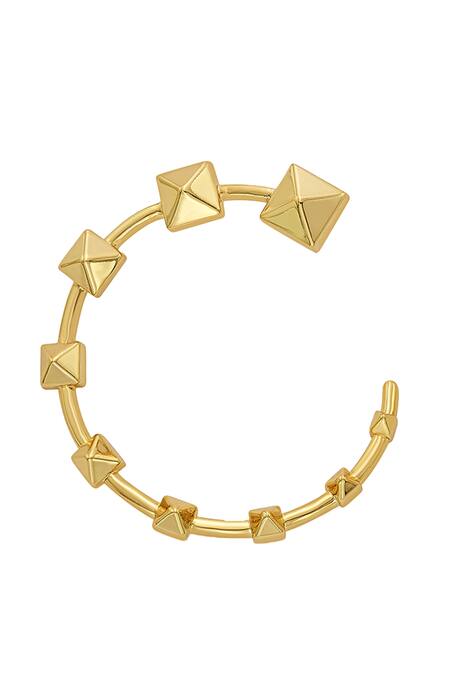 Buy_Isharya_Yellow Ayaana Pyramid Orange Peel Earrings _Online_at_Aza_Fashions