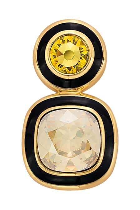 Isharya_Gold Plated Crystals Bling Drop Earrings _Online_at_Aza_Fashions