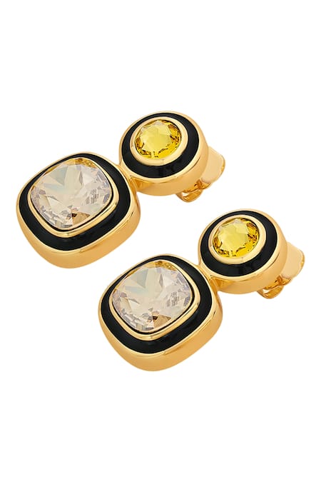Buy_Isharya_Gold Plated Crystals Bling Drop Earrings _Online_at_Aza_Fashions