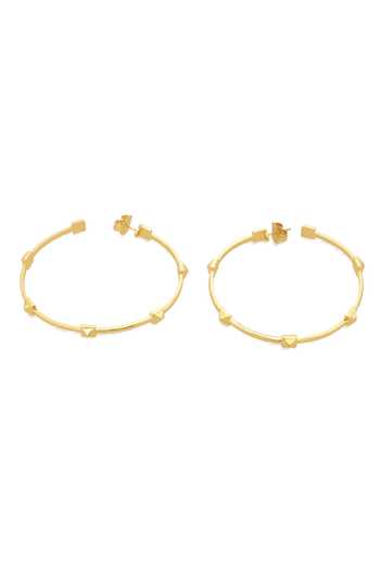 Isharya_Yellow Demi Goddess Pyramid Hoop Earrings_Online_at_Aza_Fashions
