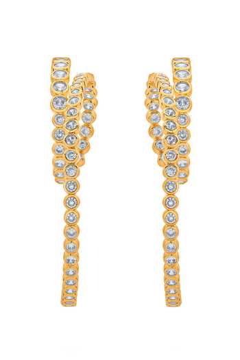 Buy_Isharya_White Cubic Zirconia Swirl Hoop Earrings_Online_at_Aza_Fashions