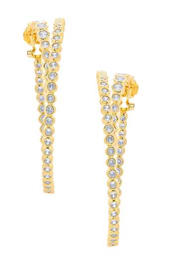 Isharya Gold Plated Cubic Zirconia Embellished Hoops 4