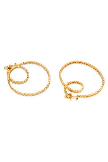 Isharya_White Cubic Zirconia Swirl Hoop Earrings_at_Aza_Fashions