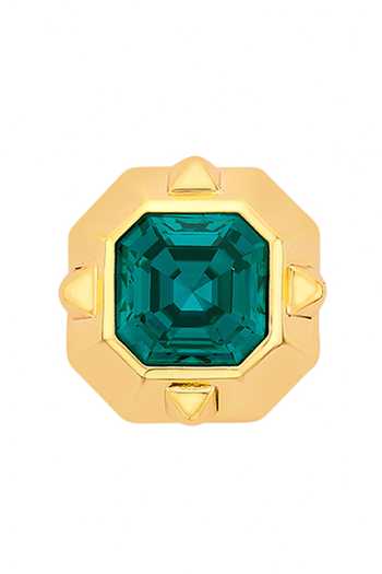 Buy_Isharya_Green Crystals Emerald Metal Stud Earrings _Online_at_Aza_Fashions