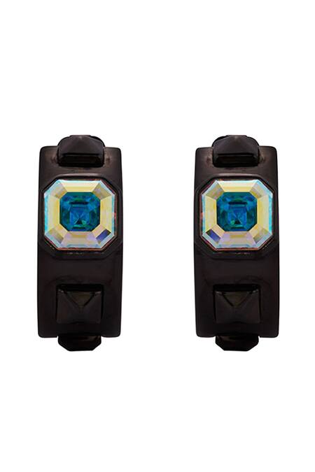 Isharya_Black Crystals Eilish White Abalone Earrings_Online_at_Aza_Fashions