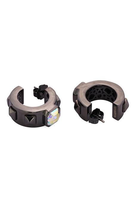 Buy_Isharya_Black Crystals Eilish White Abalone Earrings_Online_at_Aza_Fashions