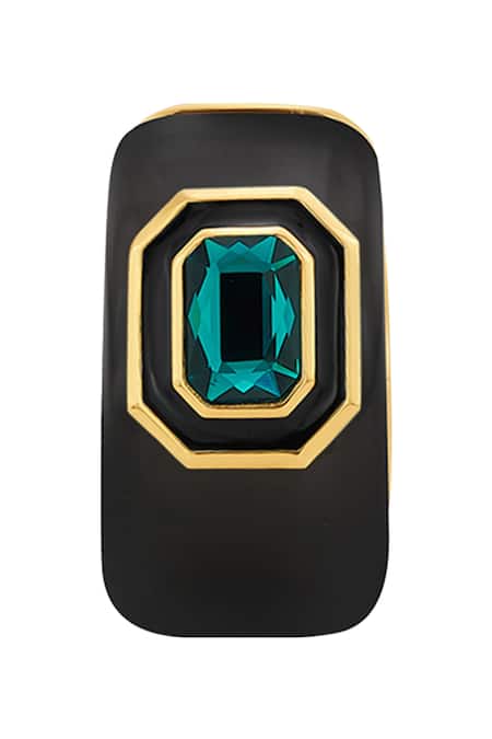 Isharya Green Crystals B-dazzle Resin Huggies Online at Aza Fashions Isharya_Green Crystals B-dazzle Resin Huggies _Online_at_Aza_Fashions
