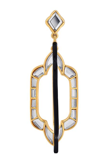 Isharya_White Mirror Amina Long Earrings_Online_at_Aza_Fashions