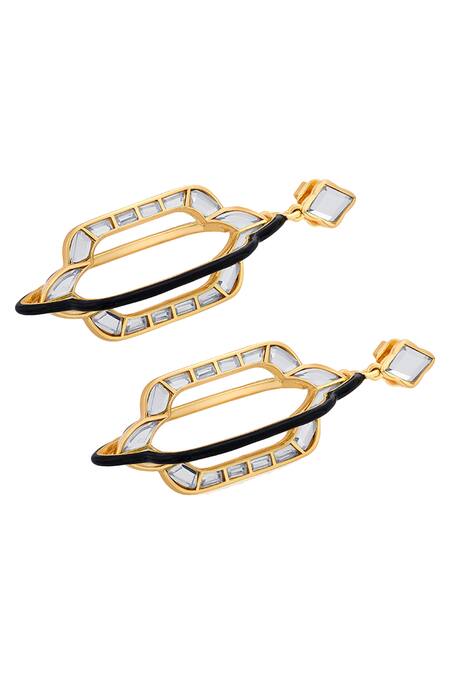 Buy_Isharya_White Mirror Amina Long Earrings_Online_at_Aza_Fashions