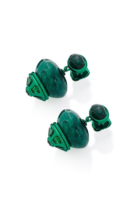 Isharya_Green Quartz Sultana Libra Earrings_Online_at_Aza_Fashions