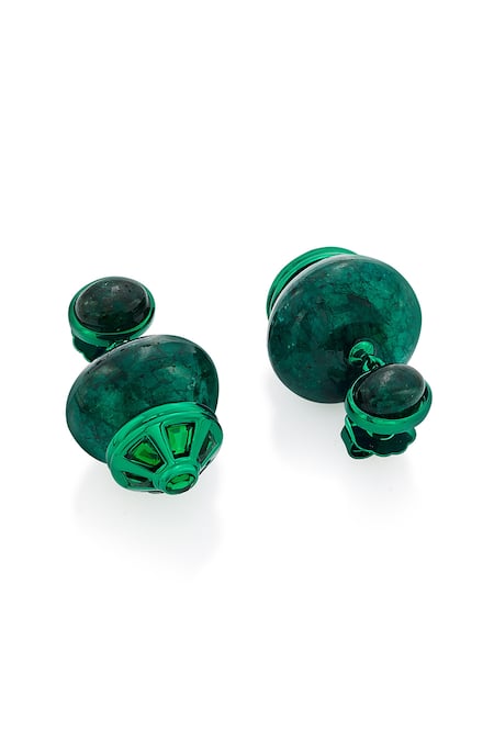 Buy_Isharya_Green Quartz Sultana Libra Earrings_Online_at_Aza_Fashions