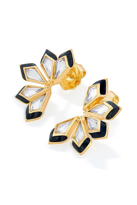 Isharya_White Mirror Amina Flower Earrings _Online_at_Aza_Fashions