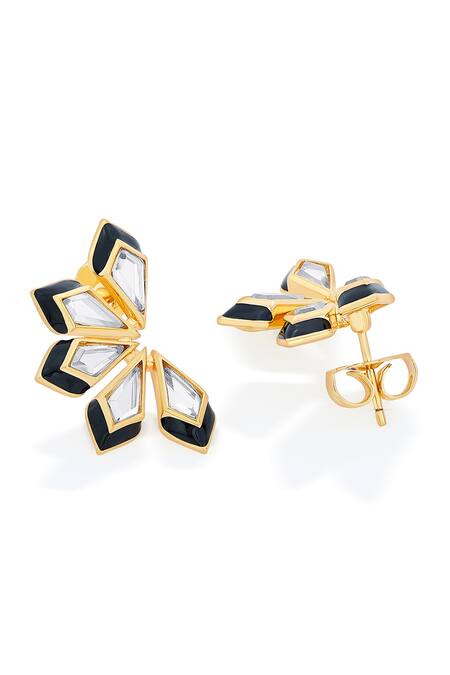 Buy_Isharya_White Mirror Amina Flower Earrings _Online_at_Aza_Fashions