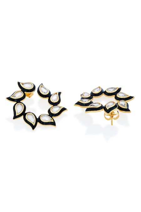 Buy_Isharya_Black Mirror Amina Enamel Earrings _Online_at_Aza_Fashions
