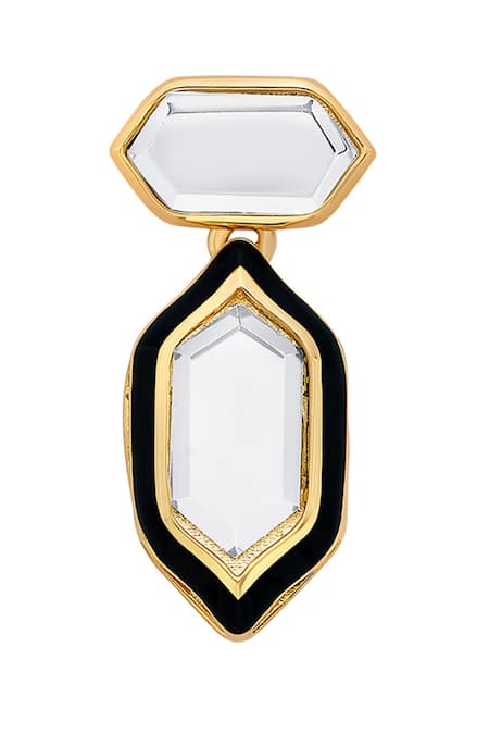 Shop_Isharya_Black Mirror Amina Stud Earrings_Online_at_Aza_Fashions