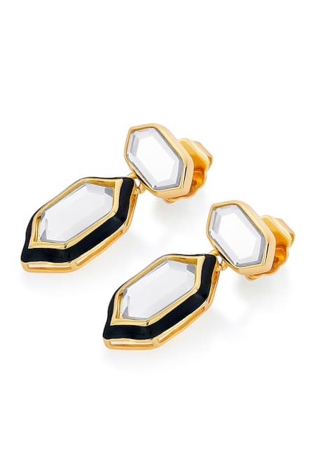 Isharya_Black Mirror Amina Stud Earrings_Online_at_Aza_Fashions