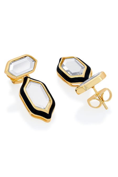 Buy_Isharya_Black Mirror Amina Stud Earrings_Online_at_Aza_Fashions