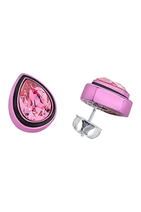 Isharya_Pink Crystals Bisou Embellished Studs_Online_at_Aza_Fashions