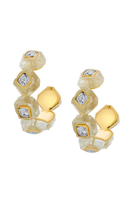 Buy_Isharya_White Crystals Bling Infinity Cut Hoops_Online_at_Aza_Fashions