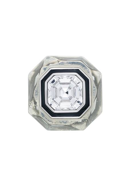 Isharya_White Crystals, Embroidery Bougie Infinity Cut Studs_Online_at_Aza_Fashions