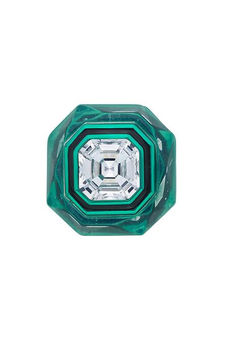 Isharya Green Crystals, Embroidery B-dazzle Infinity Cut Studs Online at Aza Fashions Isharya_Green Crystals, Embroidery B-dazzle Infinity Cut Studs _Online_at_Aza_Fashions