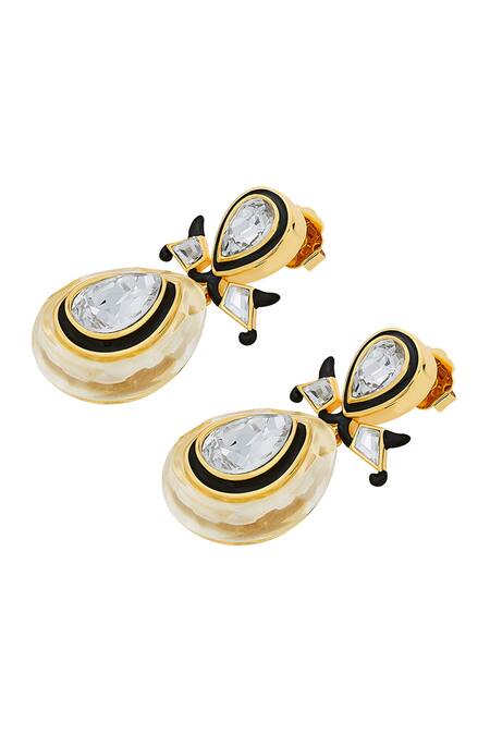 Isharya_Gold Plated Crystals Bling Infinity Cut Drop Earrings_Online_at_Aza_Fashions