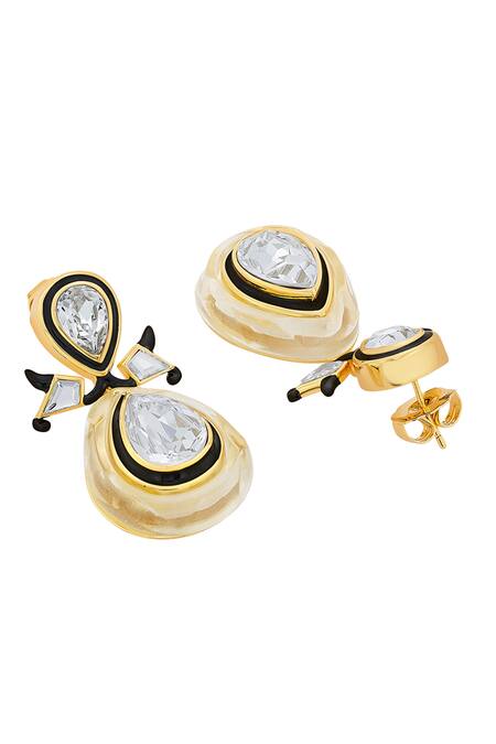 Buy_Isharya_Gold Plated Crystals Bling Infinity Cut Drop Earrings_Online_at_Aza_Fashions