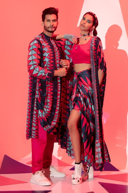 Esha L Amin_Multi Color Coachella Frill Cape _Online_at_Aza_Fashions