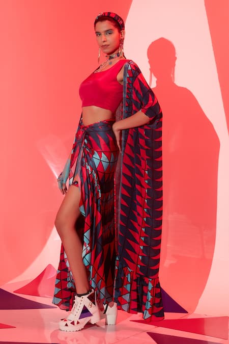 Buy_Esha L Amin_Multi Color Coachella Frill Cape _Online_at_Aza_Fashions