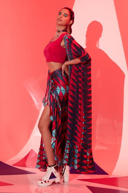Esha L Amin_Multi Color Coachella Frill Cape _at_Aza_Fashions