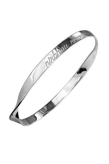 Eina Ahluwalia_Silver Plated Nirbhau Nirvair And Chardi Kala Bangle_Online_at_Aza_Fashions