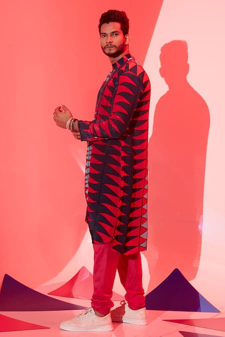 Esha L Amin_Multi Color Viscose, Crepe Coachella Printed Cowl Kurta _Online_at_Aza_Fashions