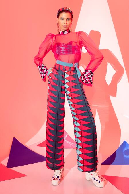 Shop_Esha L Amin_Multi Color Viscose, Crepe Coachella Pant _Online_at_Aza_Fashions