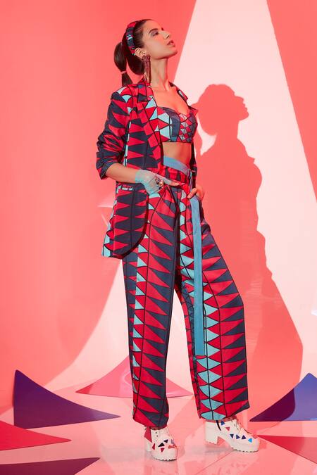 Esha L Amin_Multi Color Viscose, Crepe Coachella Pant _at_Aza_Fashions