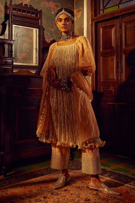 Buy Etasha By Asha Jain Gold Silk, Tissue, Crepe Sequins, Embroidery, Metallic Embellished Anarkali Set Online at Aza Fashions Buy_Etasha By Asha Jain_Gold Silk, Tissue, Crepe Sequins, Embroidery, Metallic Embellished Anarkali Set _Online_at_Aza_Fashions